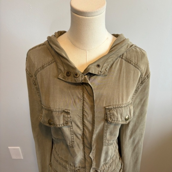 Dex Women's Hooded Utility Jacket Khaki Green SZ M - Picture 3 of 9